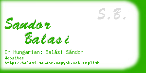 sandor balasi business card